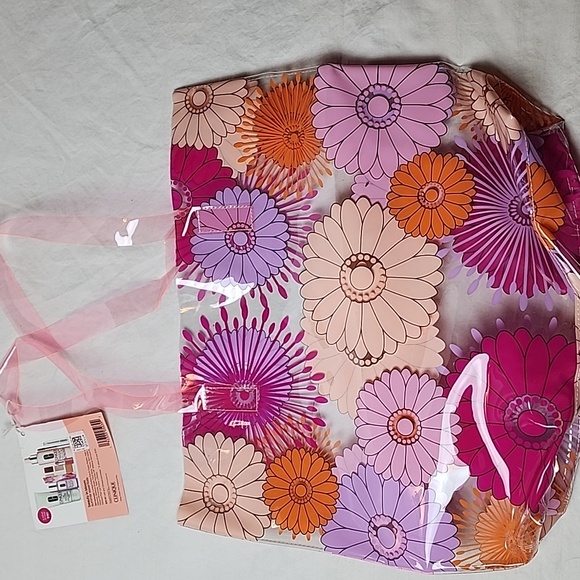 Clinique Beauty in Bloom clear floral print tote 16"x14"x3" - Picture 2 of 3